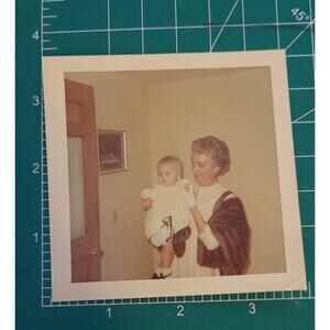 Vintage Found Photo - 1950s - 1960s Mother Holds The Baby Girl Fur Stole Color